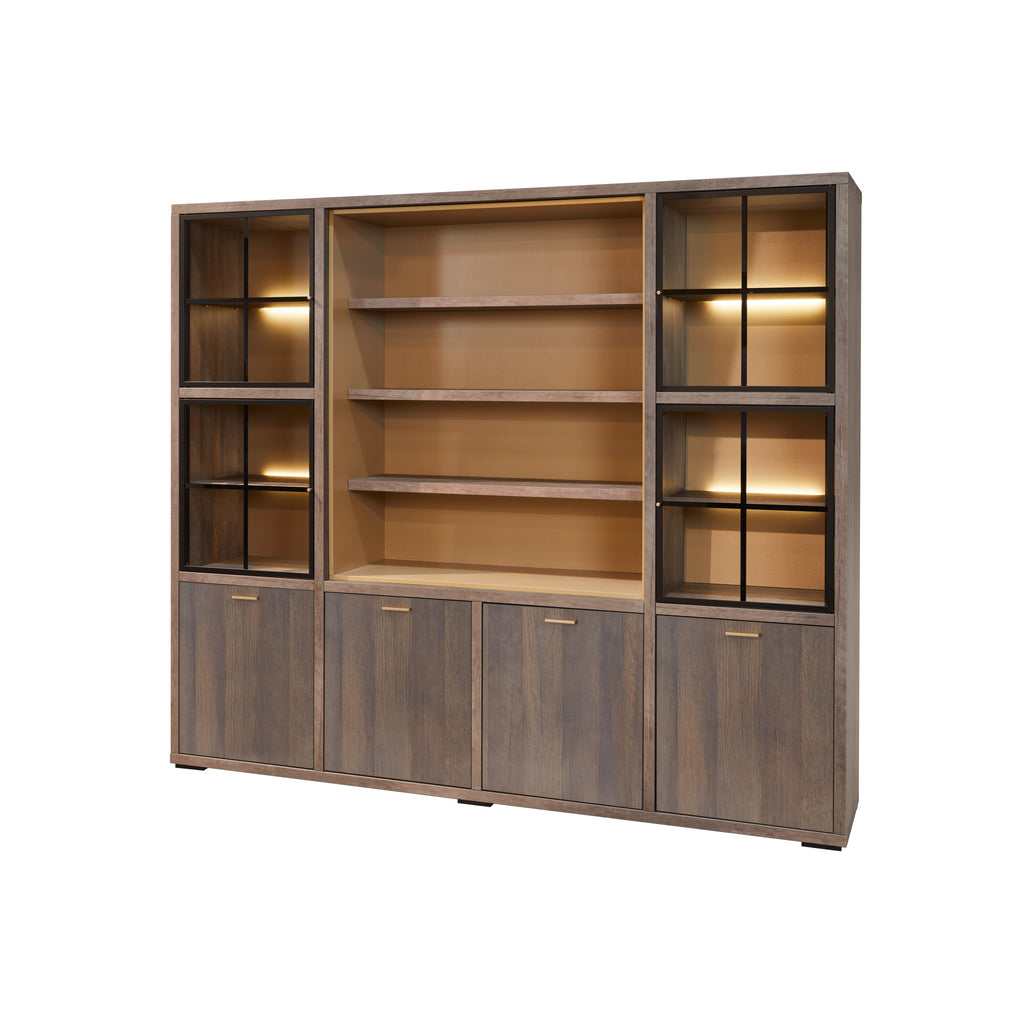 Evan - Wandkast Livia - WV4 - K676 - Gouden eik/Goud - 243x208x50cm