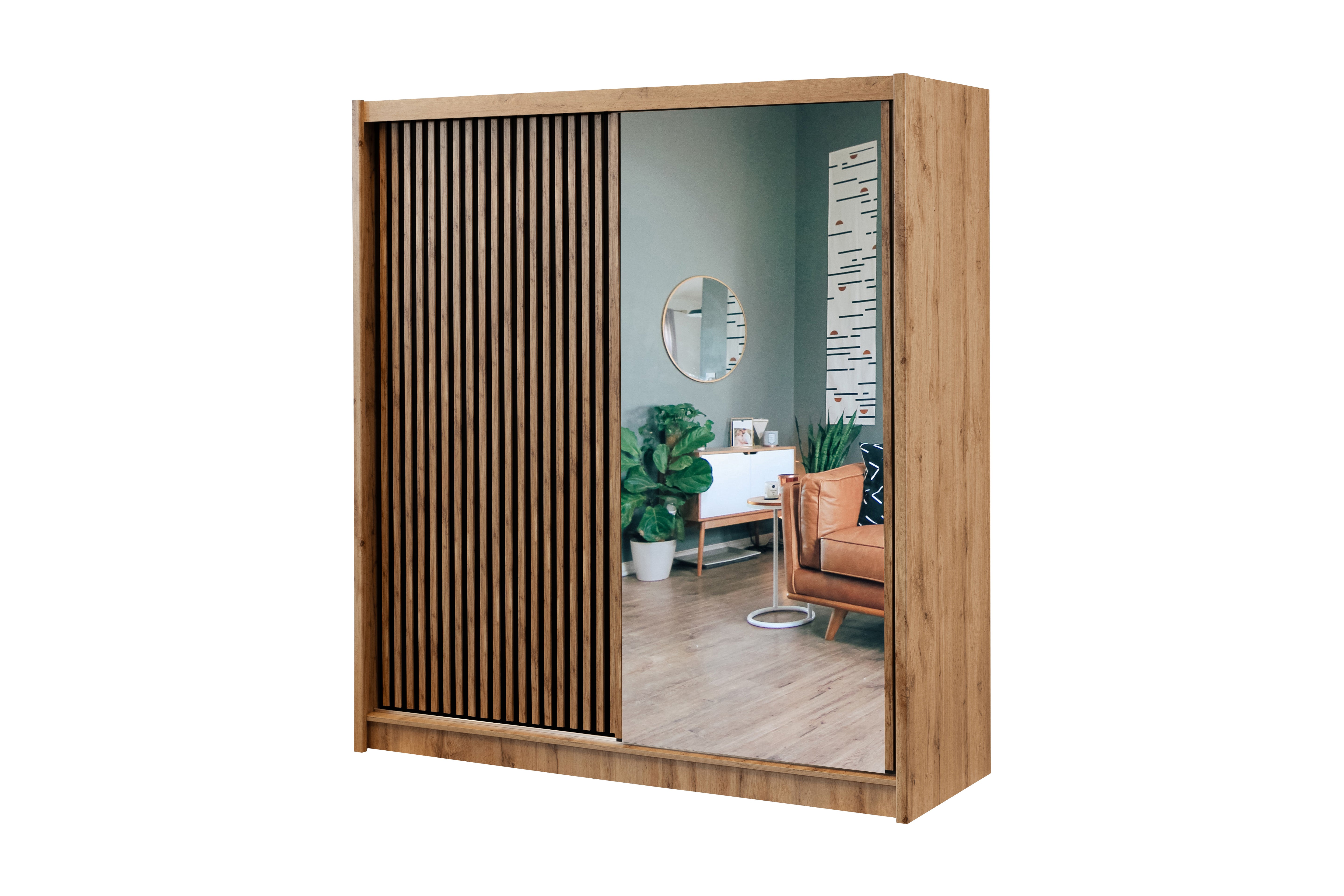 2BM - Kleerkast Schuifdeuren - Wotan eik - 203xh215x60,5cm