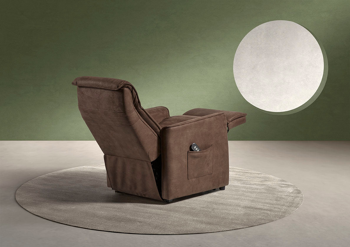 GBO - Relaxzetel Levi - Stof Bruin - 75x105x92cm