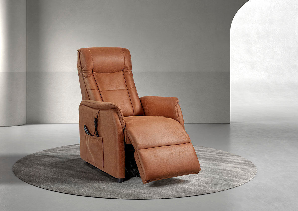 GBO - Relaxzetel Liam - Stof Cognac - 75x105x92cm