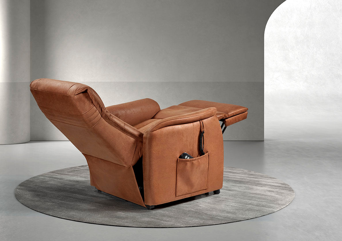 GBO - Relaxzetel Liam - Stof Cognac - 75x105x92cm