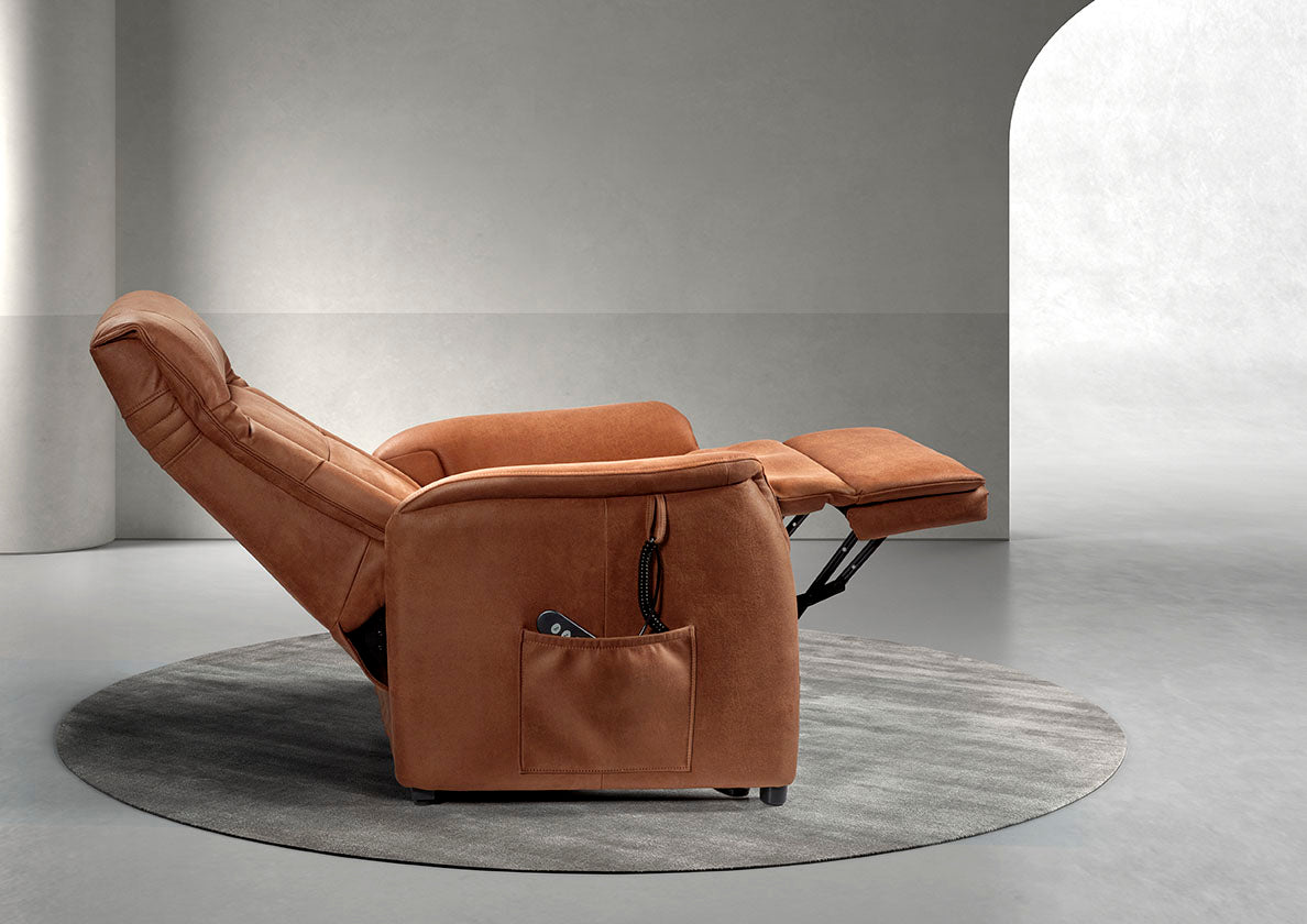 GBO - Relaxzetel Liam - Stof Cognac - 75x105x92cm