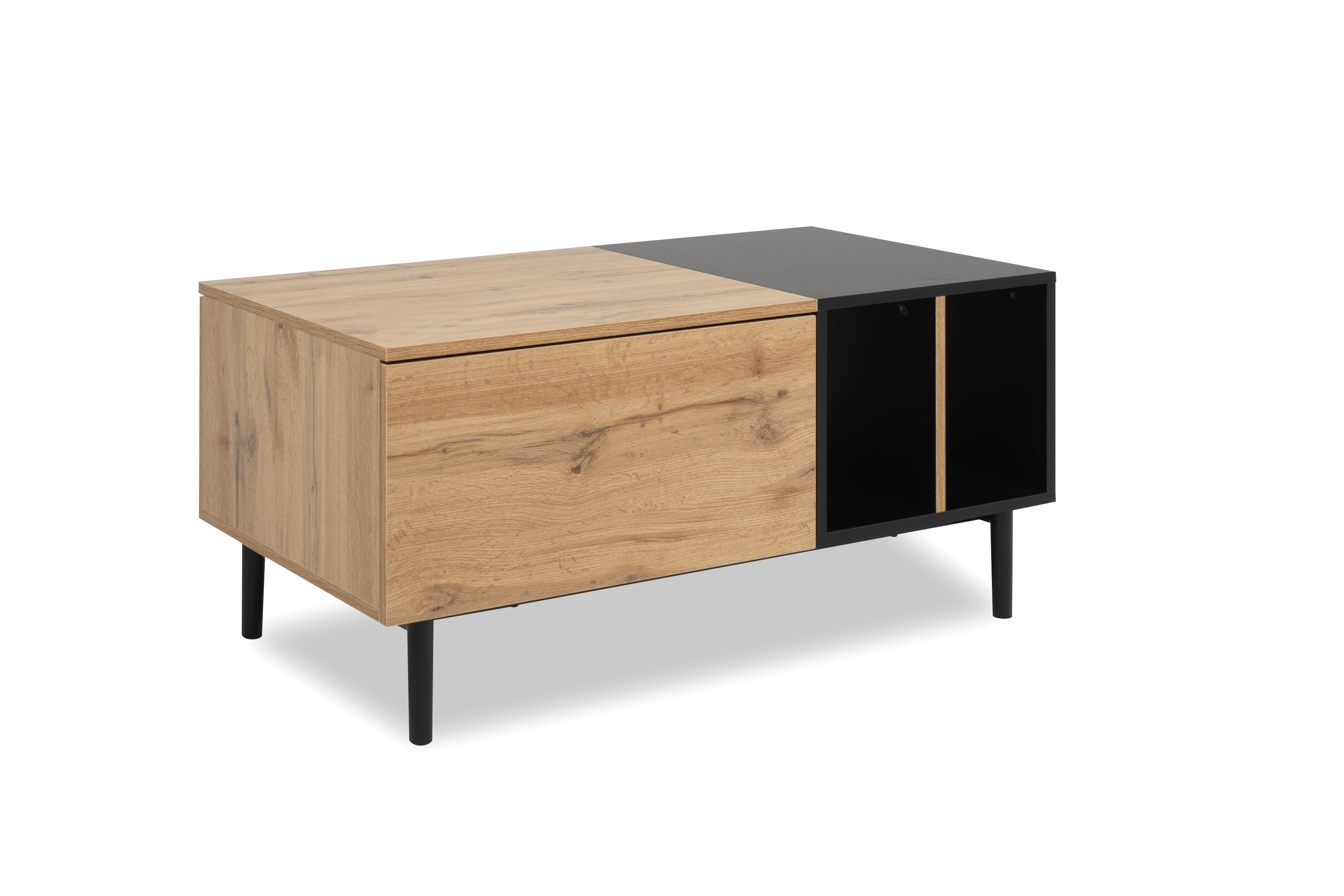 FIN - Salontafel Lona 55 - Eikenkleur met Zwarte Accent - 100x55xH47cm