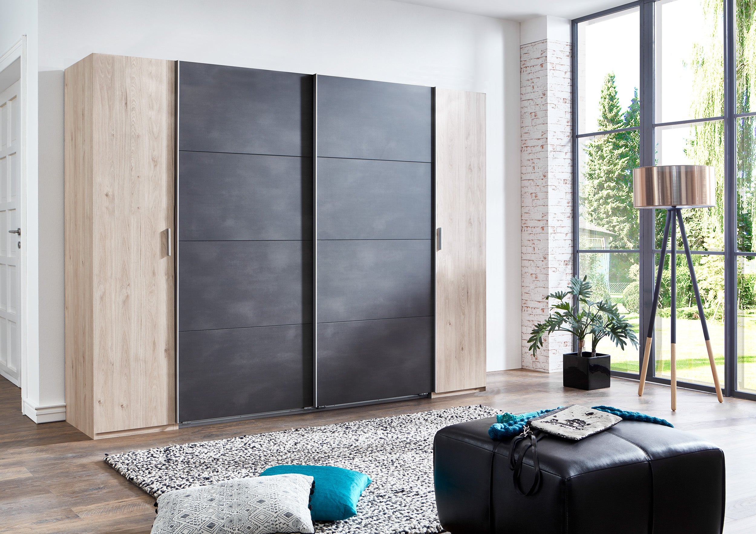 Wimex - Kleerkast Lotto - 423788 - Hickory Eik/Staal - 272x208x65cm