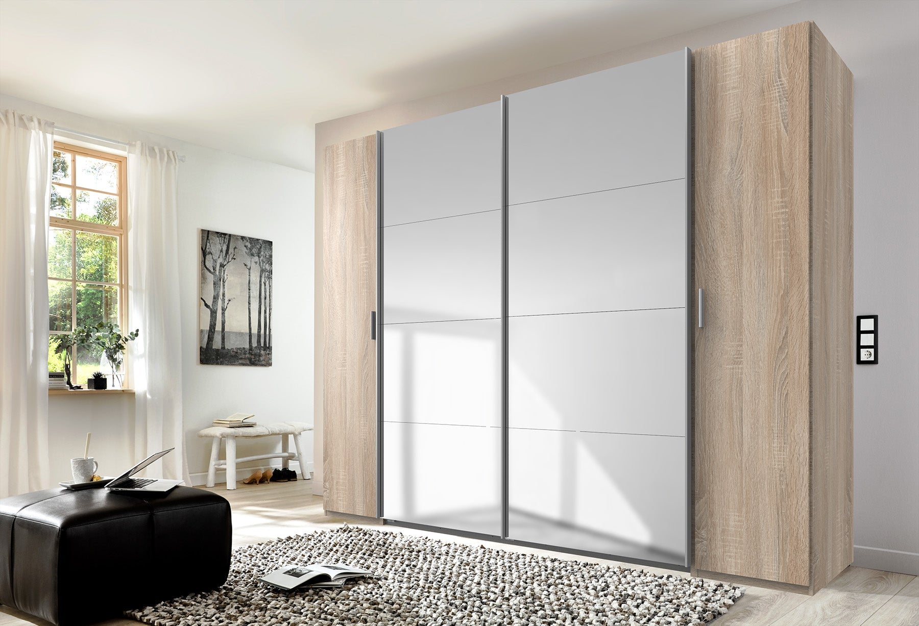 Wimex - Kleerkast Lotto - 479789 - Ruwe Eik/Wit - 272x208x65cm