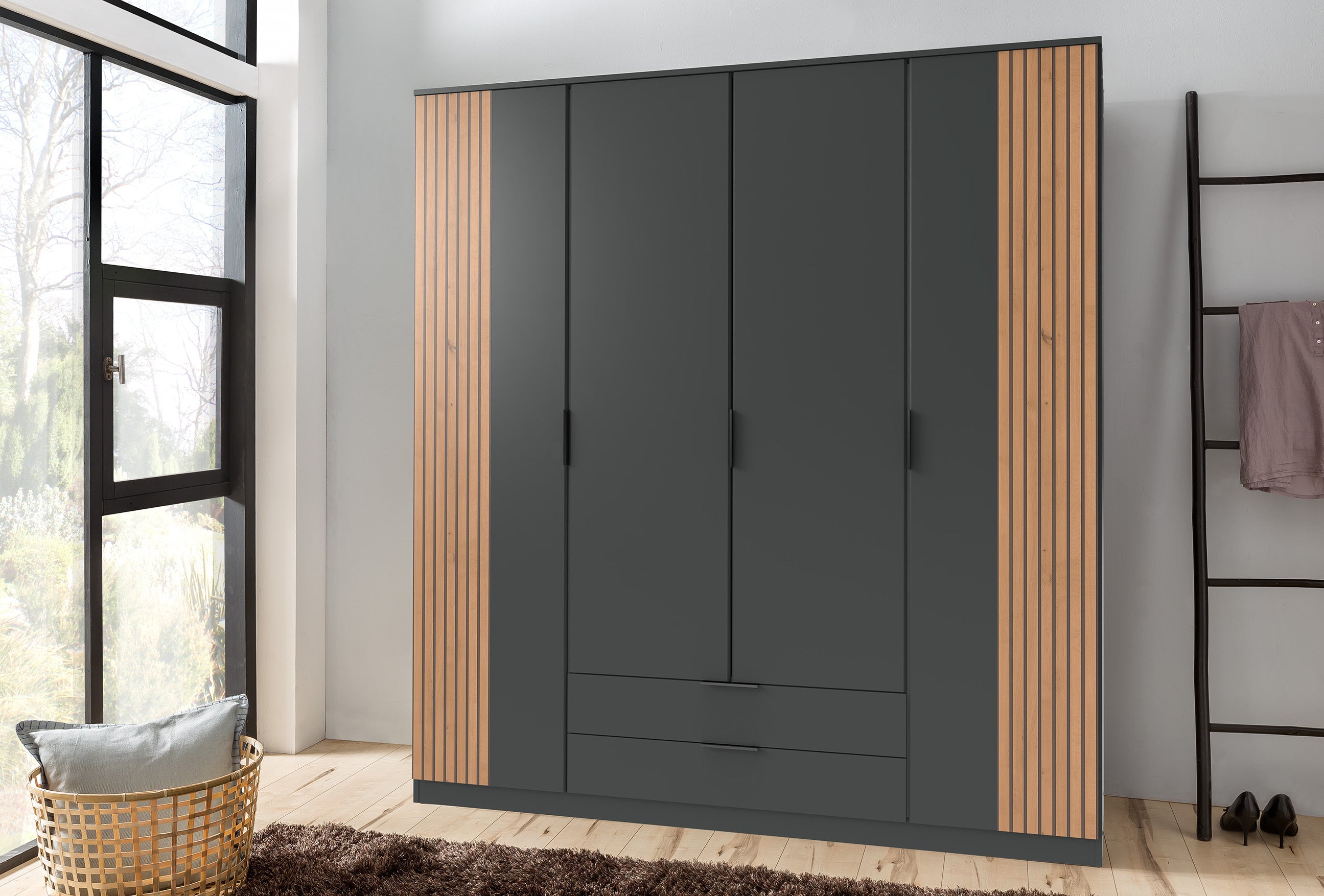 Wimex - Kleerkast Lubeck - T56473 - Grafiet/Artisan Eik - 180x199x58cm