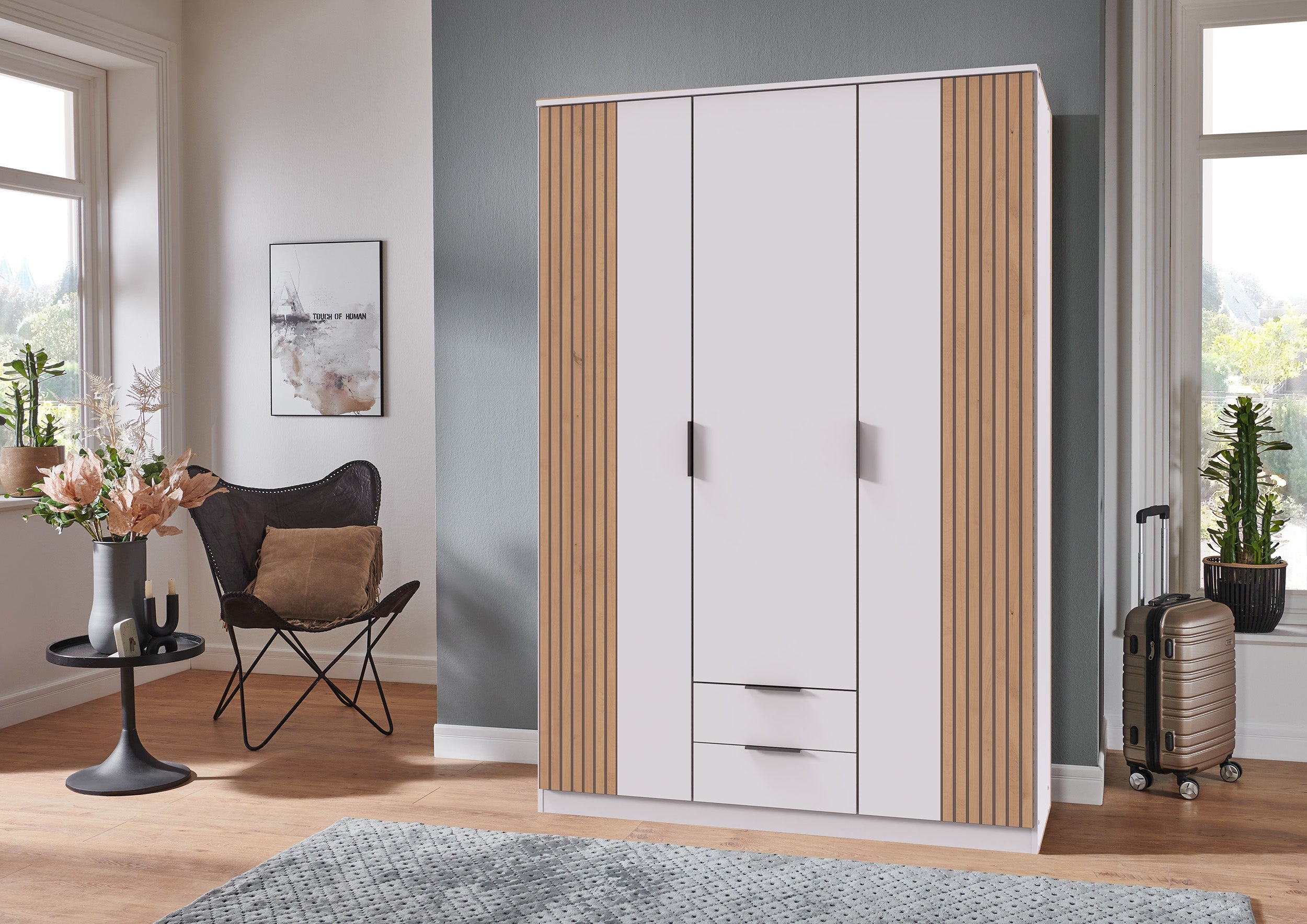 Wimex - Kleerkast Lubeck - T65472 - Wit/Artisan Eik - 135x199x58cm