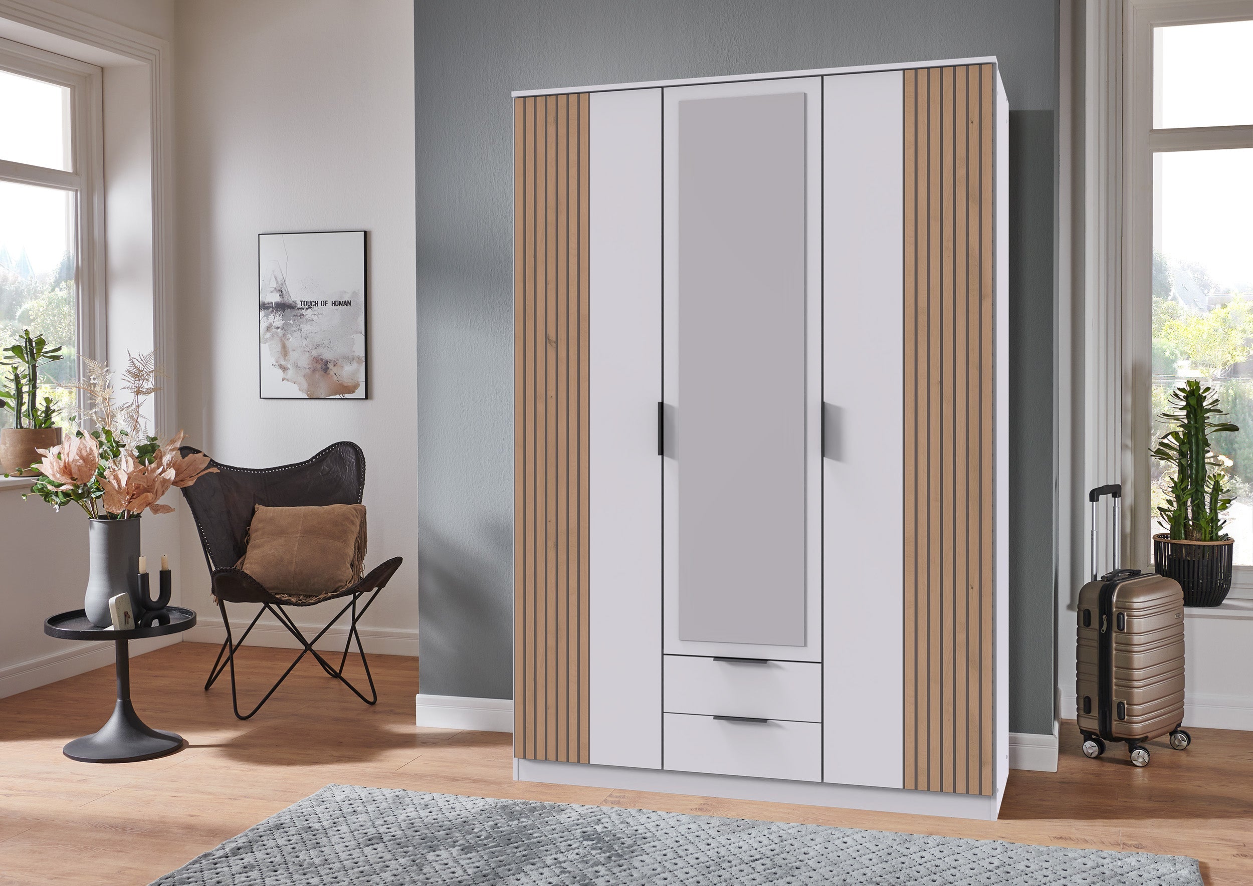 Wimex - Kleerkast Lubeck - T65484 - Wit/Artisan Eik - 135x199x58cm