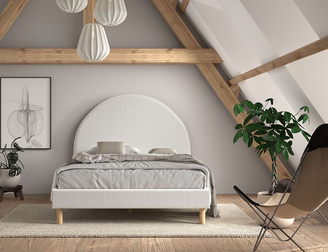 Vipack - Gestoffeerd bed MOON - Wit - 140x200 cm