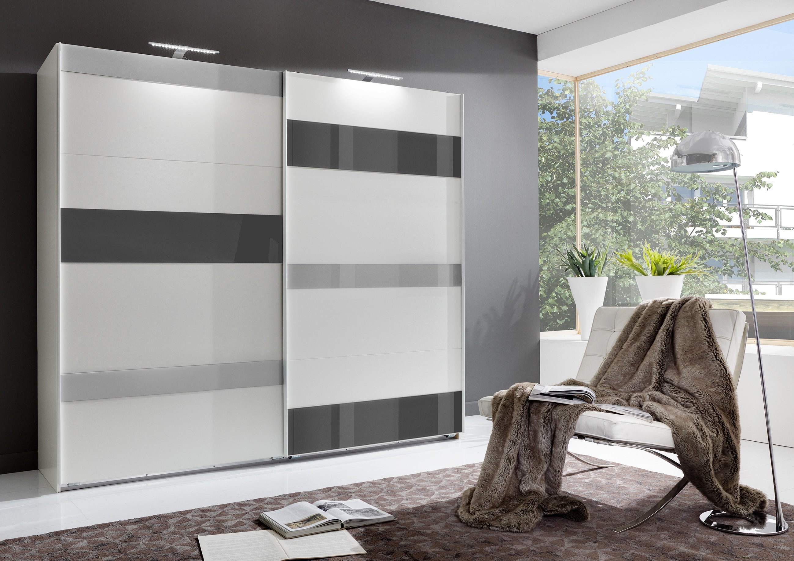 Wimex - Kleerkast Monaco - E04864 - Wit/Grijs - 225x208x65cm