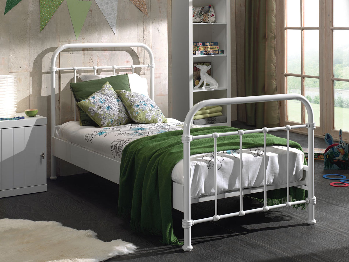 Vipack - Metalen bed NEW YORK - Met lattenbodem - Wit - 90x200 cm