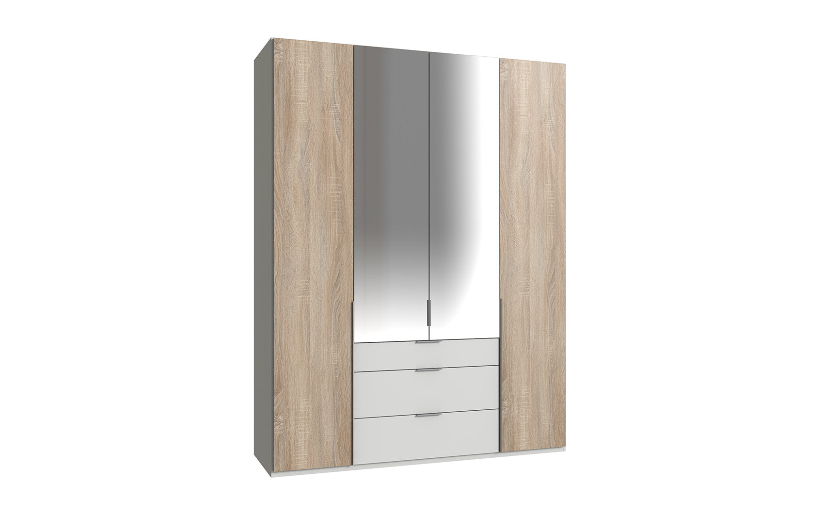Wimex - Armoire New York A - P02505 - Chêne brut/Blanc - 180x208x58cm