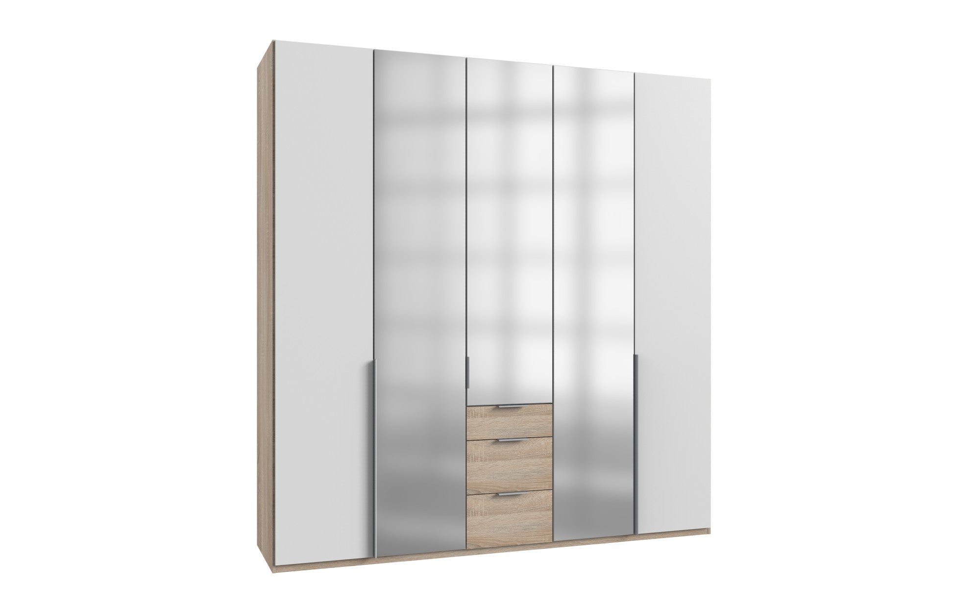 Wimex - Armoire New York A - P07415 - Blanc/Chêne - 225 x 236 x 58 cm