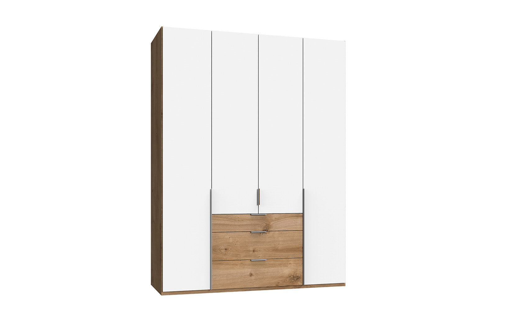 Wimex - Armoire New York A - P27418 - Blanc/Planches Chêne - 180x236x58cm