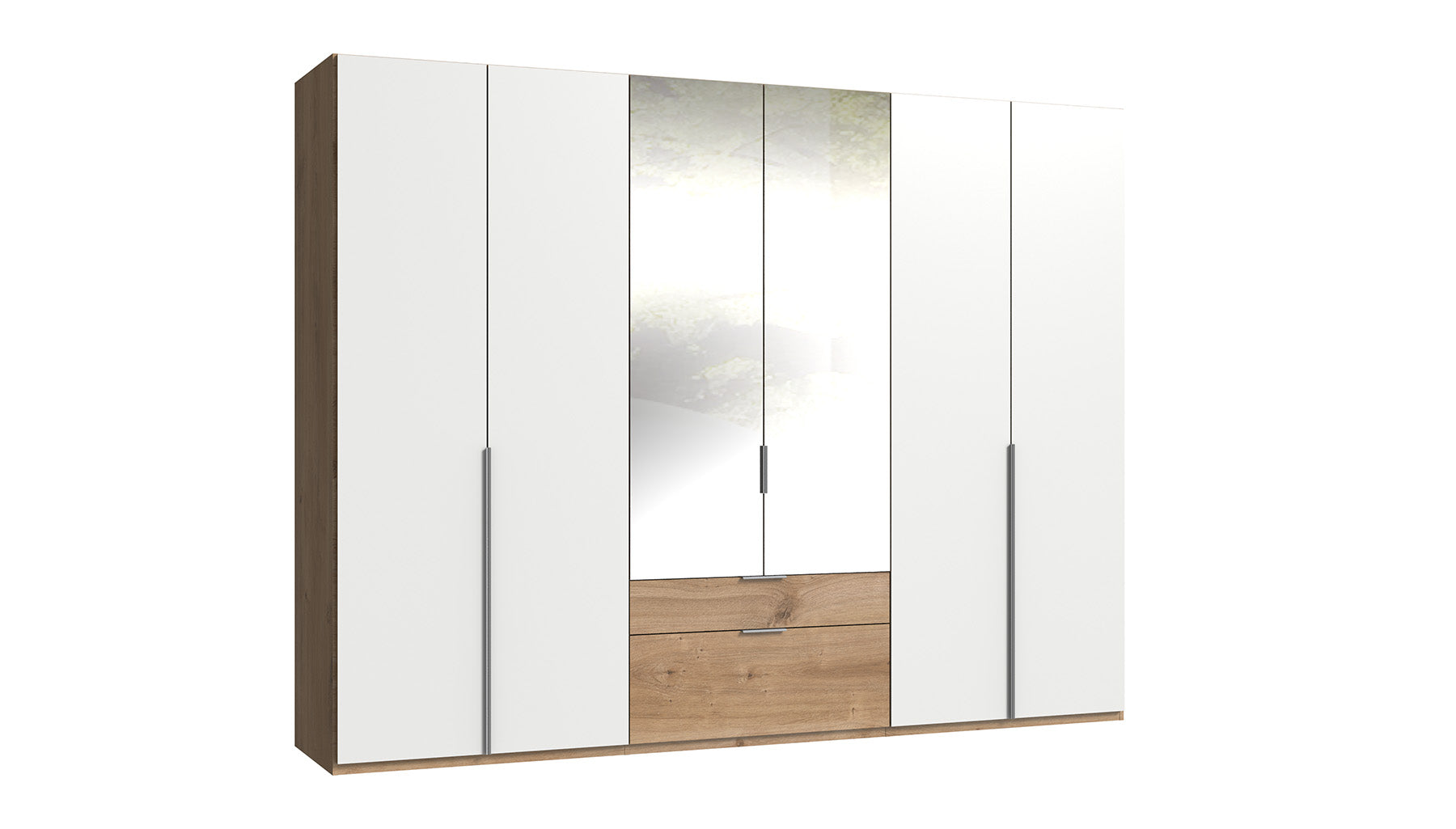 Wimex - Armoire New York A - P27508 - Blanc/Planches Chêne - 270x208x58cm