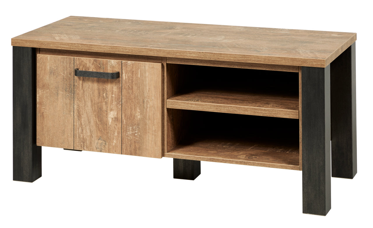 Meubar - TV-Meubel Olivia - TV6 - K662 - Oranje Teakhout/Staal look - 118x52x50cm