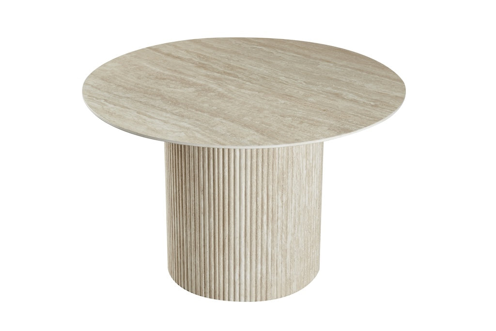 TYC - 120cm Travertin 12mm Eettafel - Keramisch - 120x76x120cm