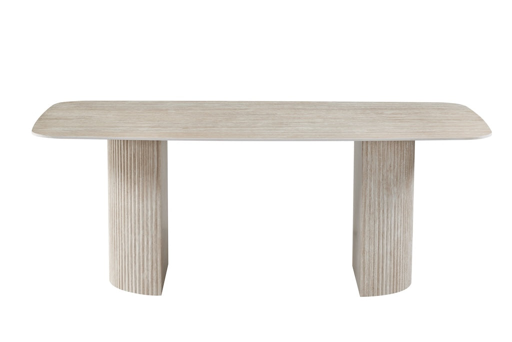 TYC - 200cm Travertin 12mm Eettafel - Keramisch - 200x76x100cm