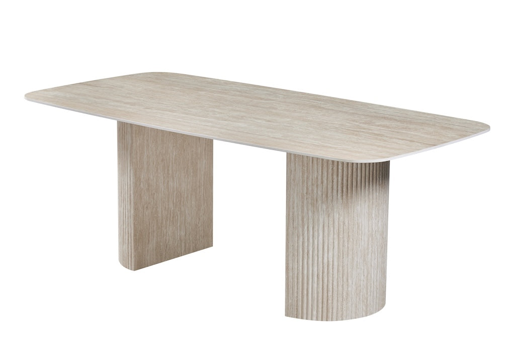 TYC - 200cm Travertin 12mm Eettafel - Keramisch - 200x76x100cm