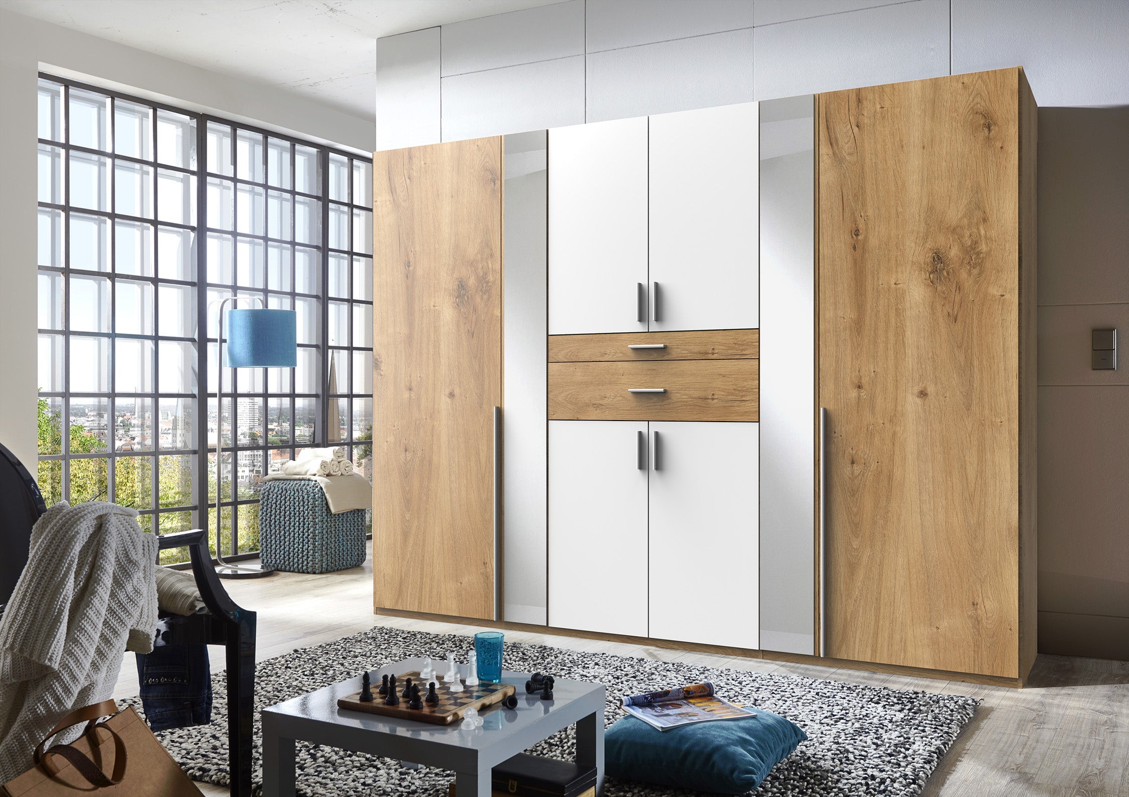 Wimex - Kleerkast Odessa - D20245 - Planken Eik/Wit - 270x208x58cm