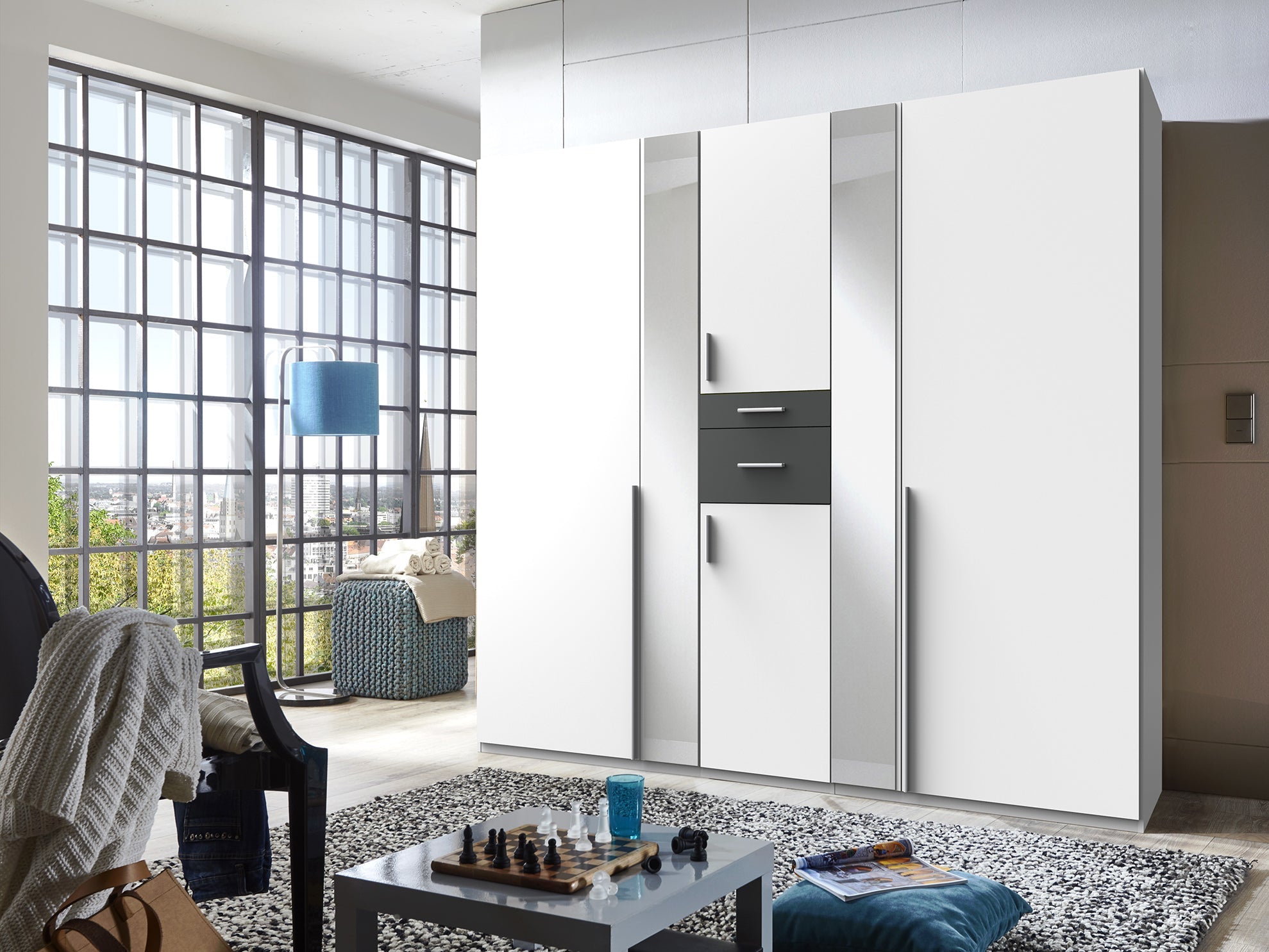 Wimex - Kleerkast Odessa - D38244 - Wit/Grafiet - 225x208x58cm