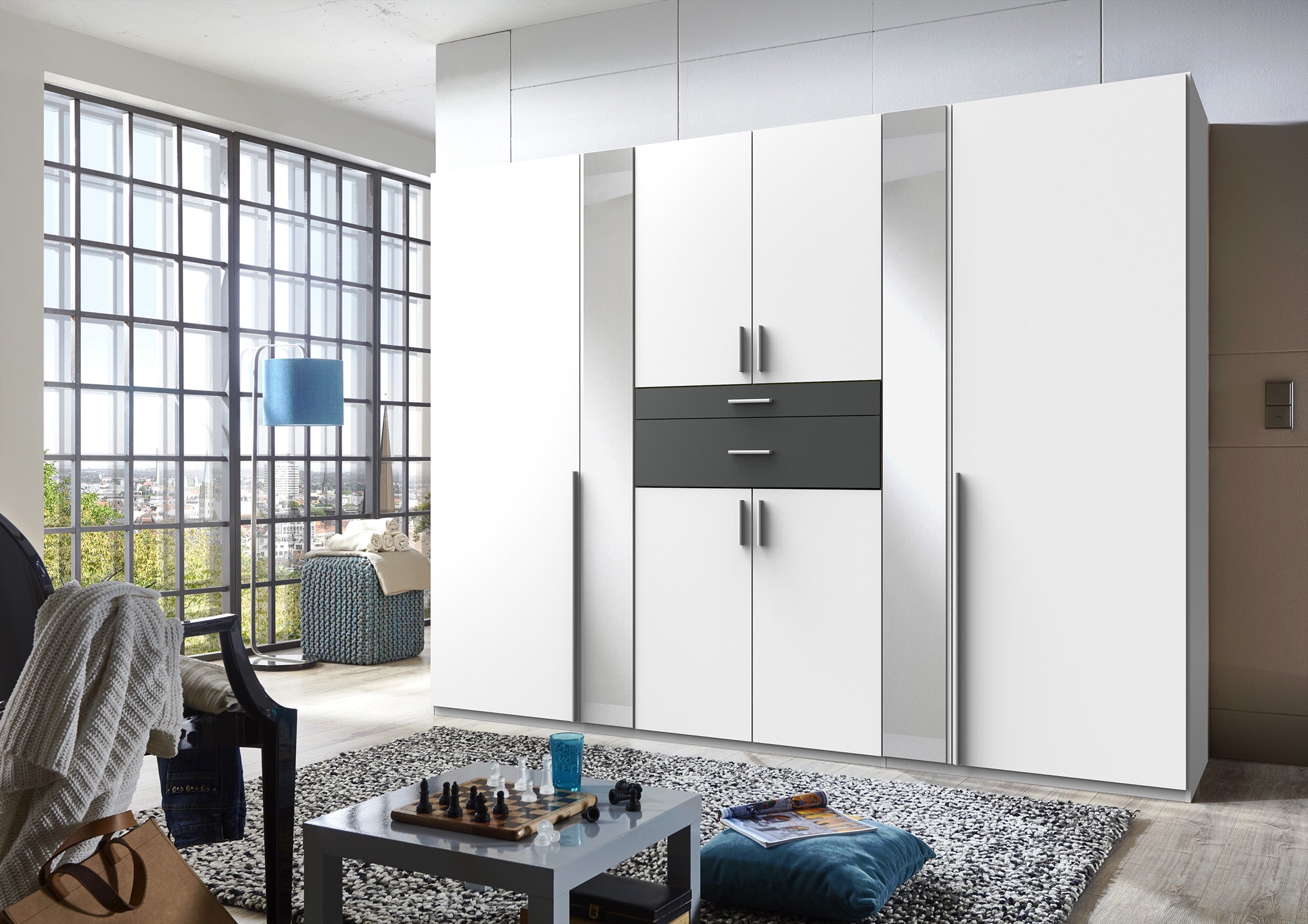 Wimex - Kleerkast Odessa - D38245 - Wit/Grafiet - 270x208x58cm