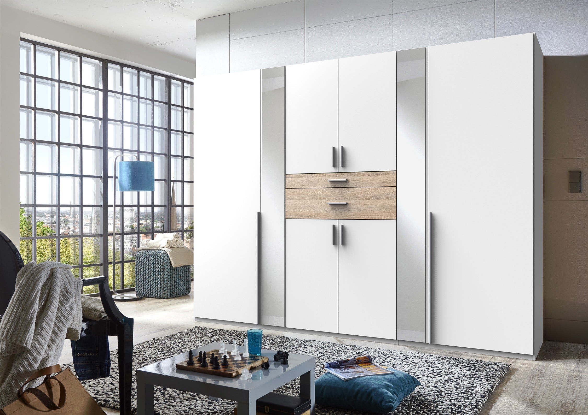 Wimex - Kleerkast Odessa - D98245 - Wit/Ruwe Eik - 270x208x58cm