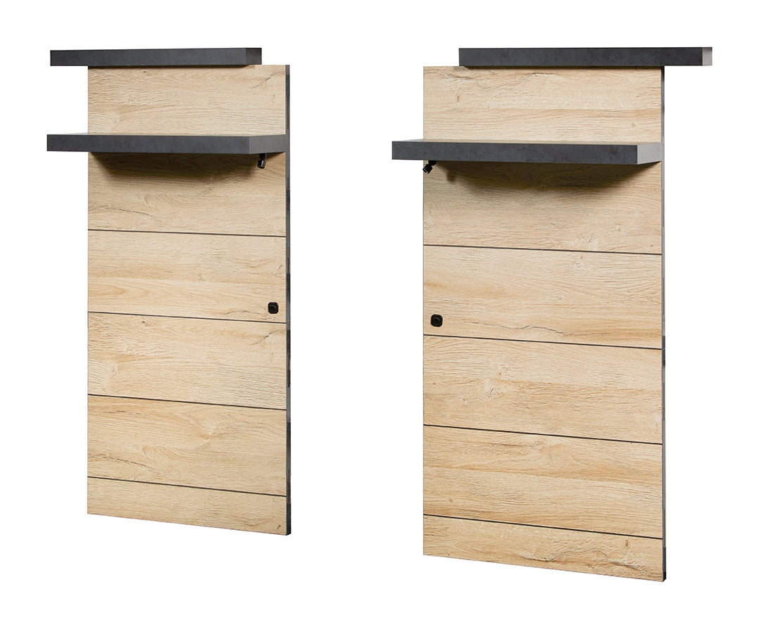 GBO - Bed zijwand met verlichting Phaedra - French oak/ Nox  - 58x7x103cm