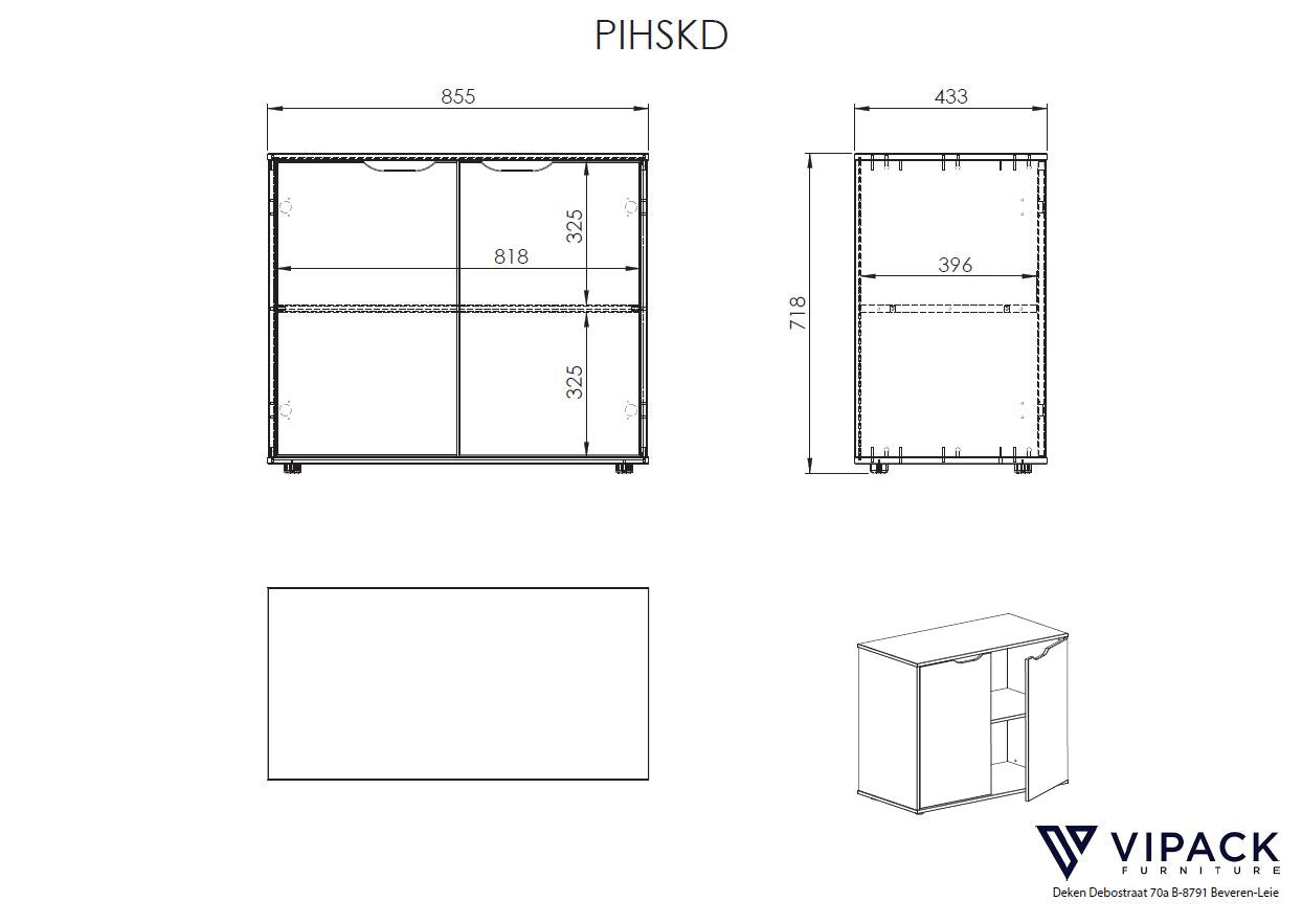 Deze PINO-combinatie bestaat uit een witte PINO-mezzanine, een witte PINO-kommode met 2 deuren en een wit PINO-zetelbed