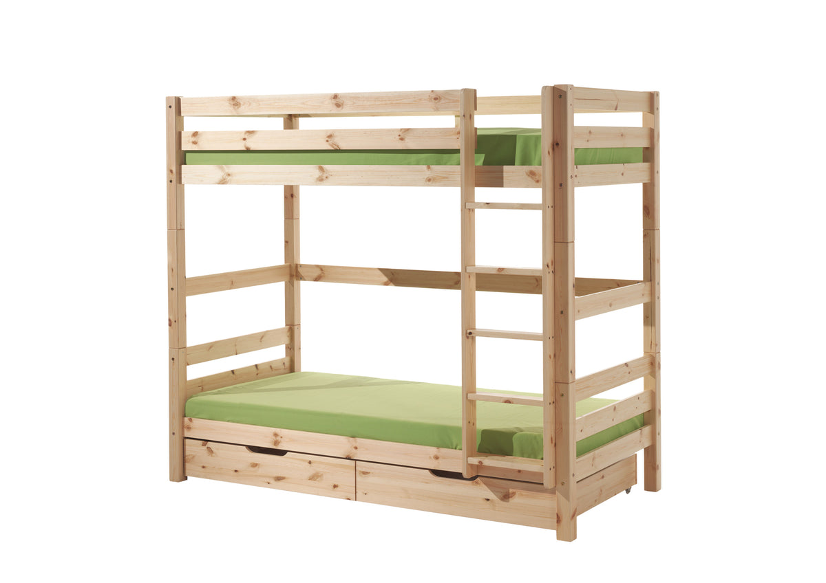 Vipack - Lits superposés PINO - Hauteur 180 cm, avec 2 tiroirs - Naturel - 90x200 cm