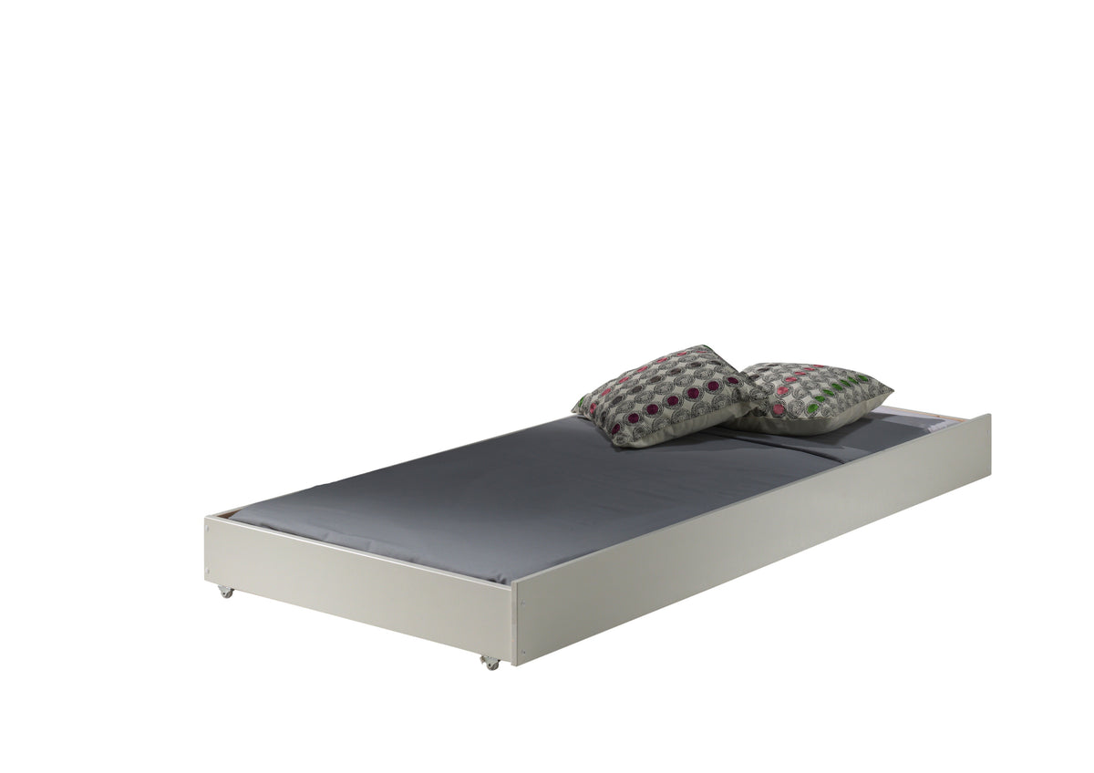 Deze PINO-combinatie bestaat uit een wit PINO-stapelbed en een wit PINO-rolbed 90x195 cm