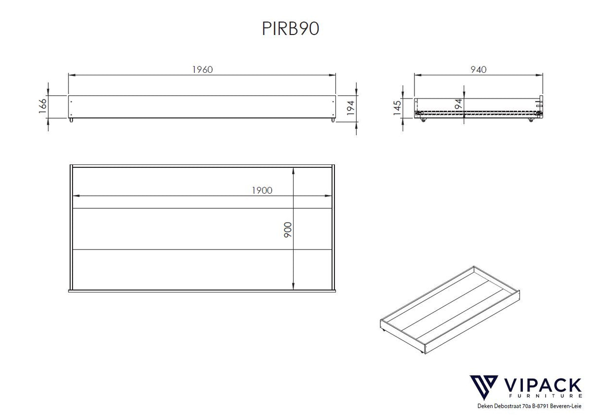 Deze PINO-combinatie bestaat uit een wit PINO-stapelbed en een wit PINO-rolbed 90x195 cm