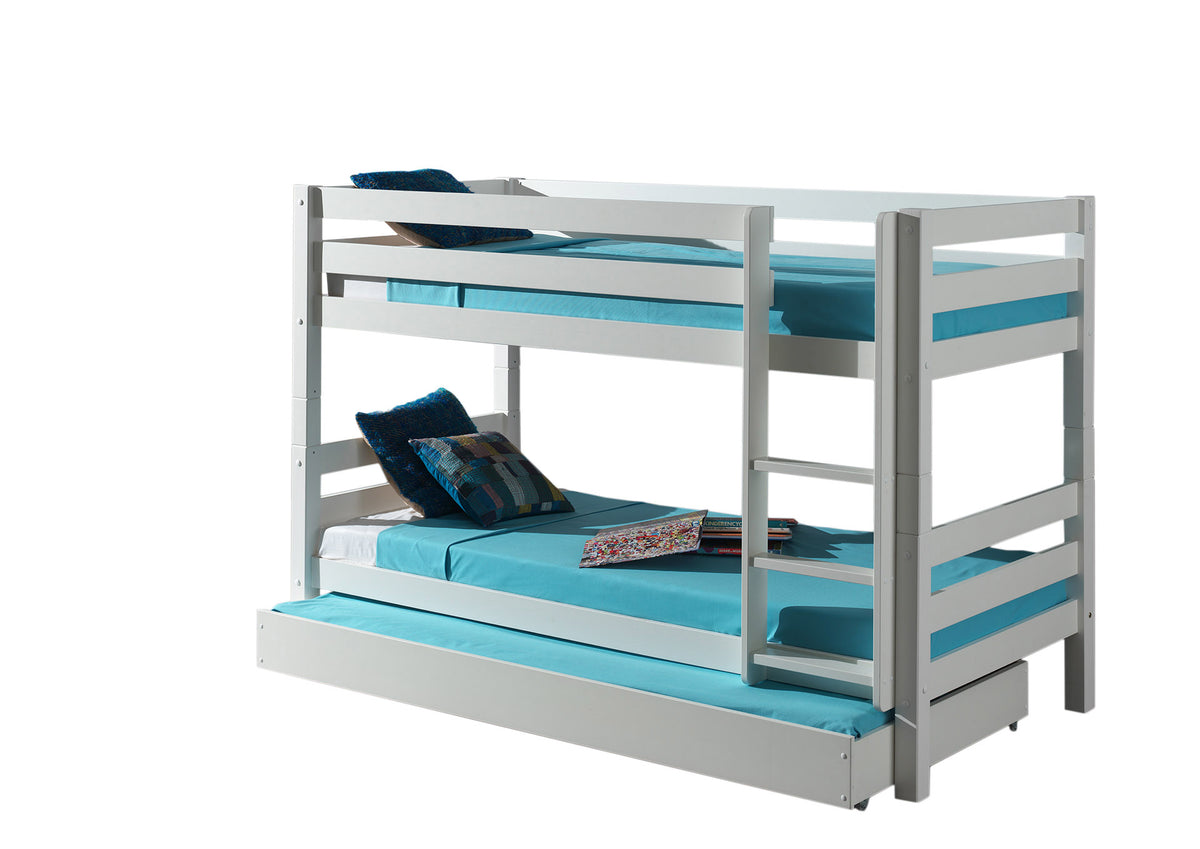 Vipack - Lits superposés PINO - Hauteur 140 cm, avec lit gigogne - Blanc - 90x200 cm