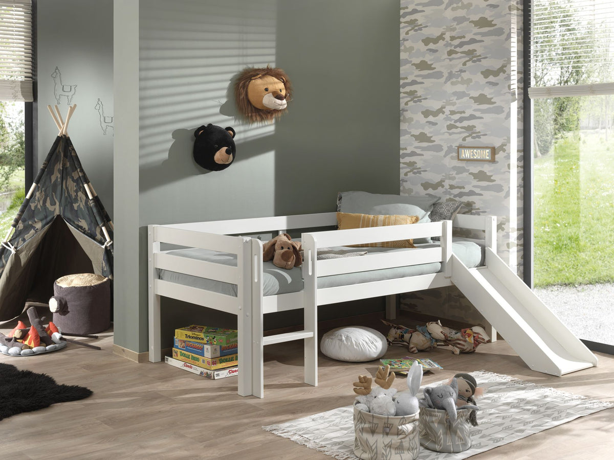 Vipack - Halfhoogslaper PINO - Met glijbaan - Wit - 90x200 cm