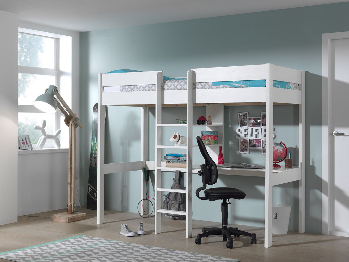 Vipack - Lit mezzanine PINO - Sans canapé-lit - Blanc - 90x200 cm