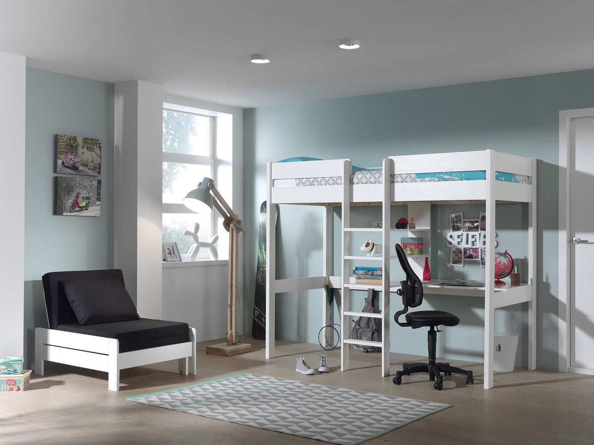 Vipack - Hoogslaper PINO - Met zetelbed - Wit - 90x200 cm