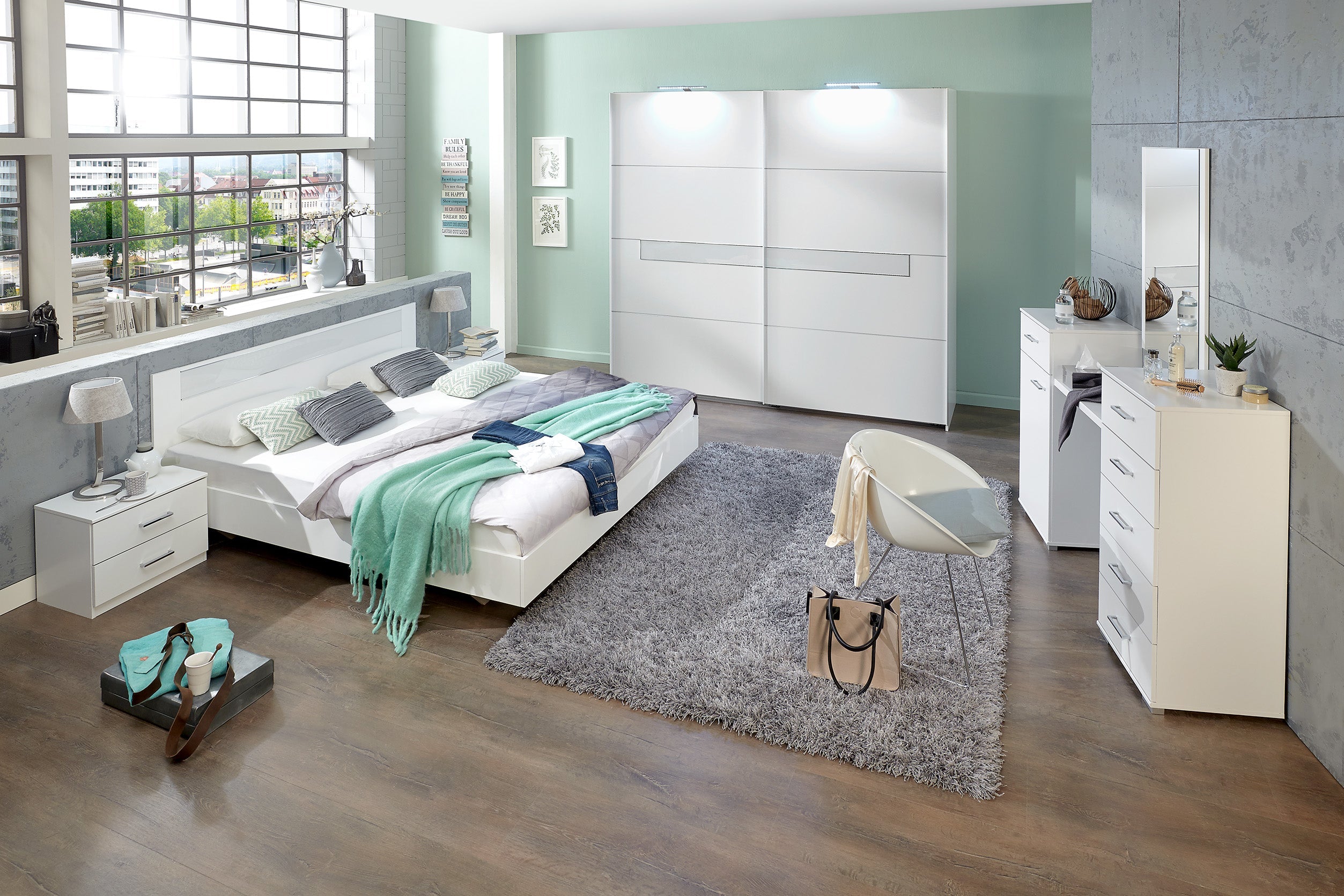 Wimex - Chambre à coucher (ensemble 4 pièces) Pamela - S06136 - Blanc - 160x81x200cm
