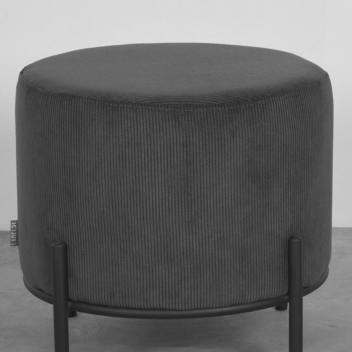 LABEL51 Poef Troy - Antraciet - Ribcord - L