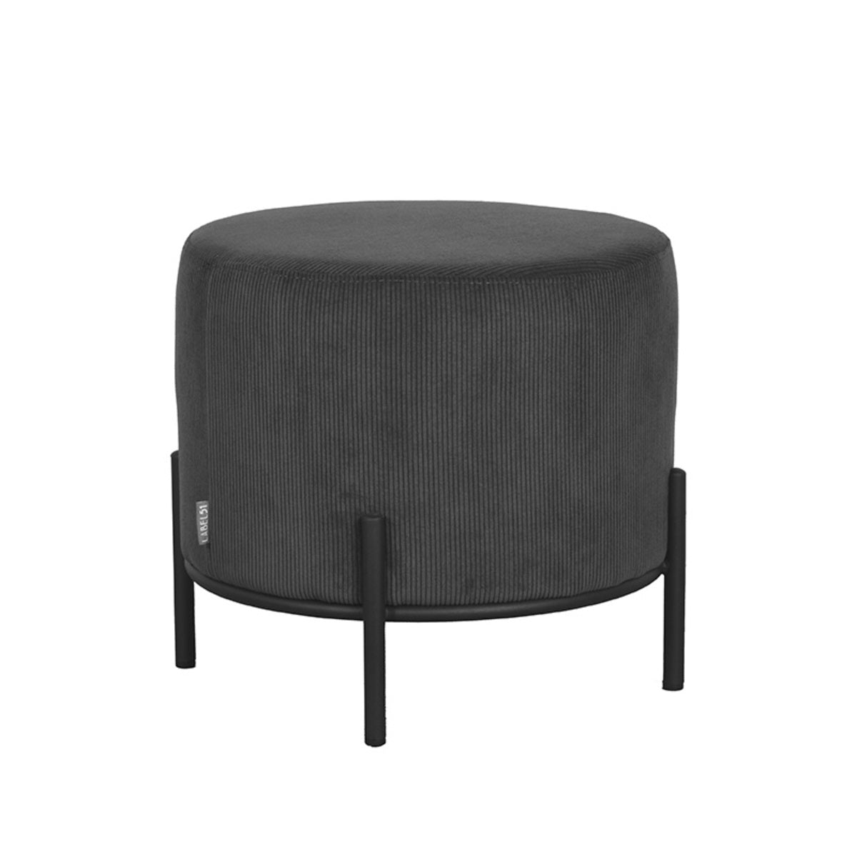 LABEL51 Poef Troy - Antraciet - Ribcord - L