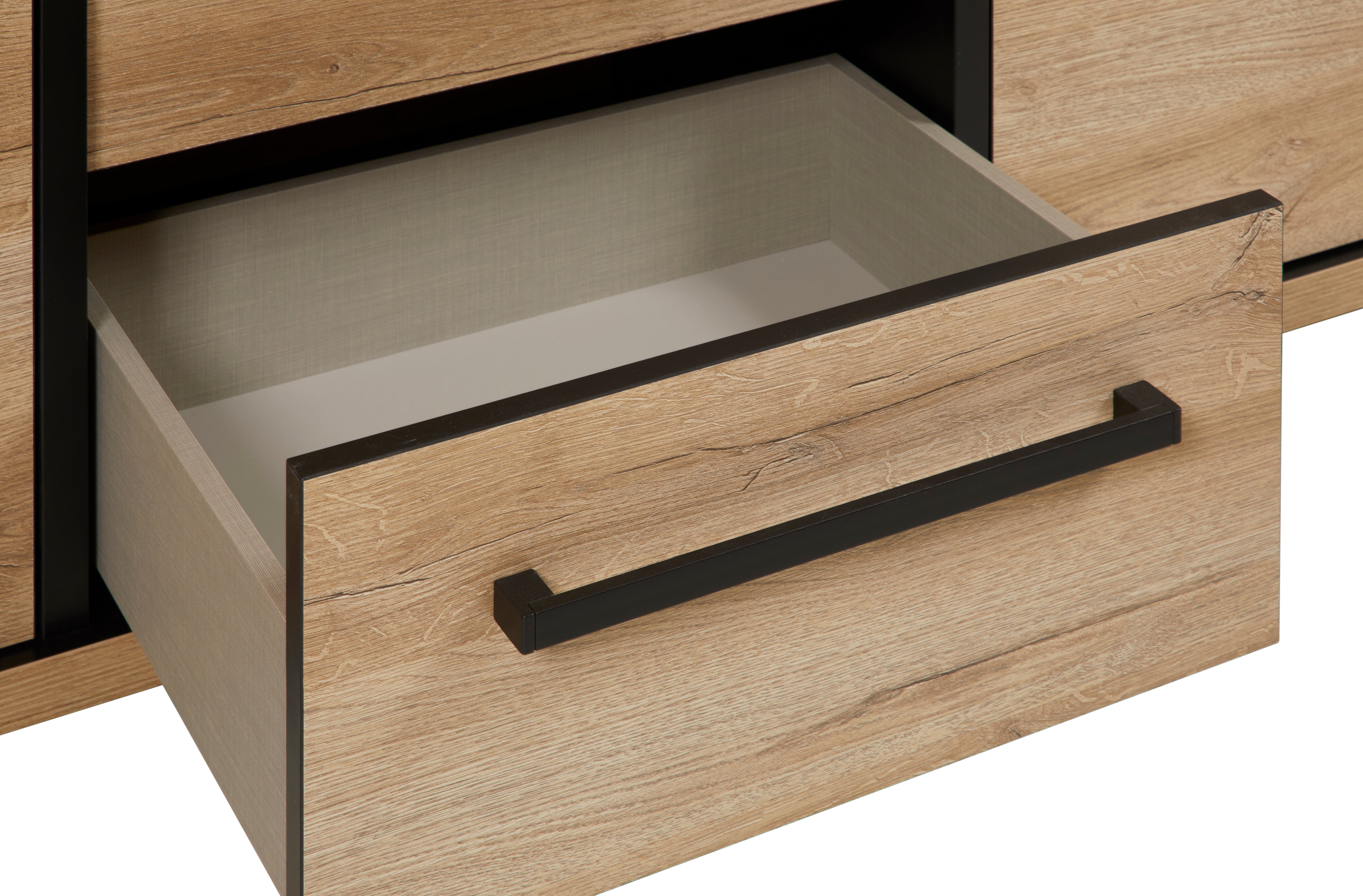GBO - Dressoir Rico – 240 cm – Melamine, Arizona oak + nero