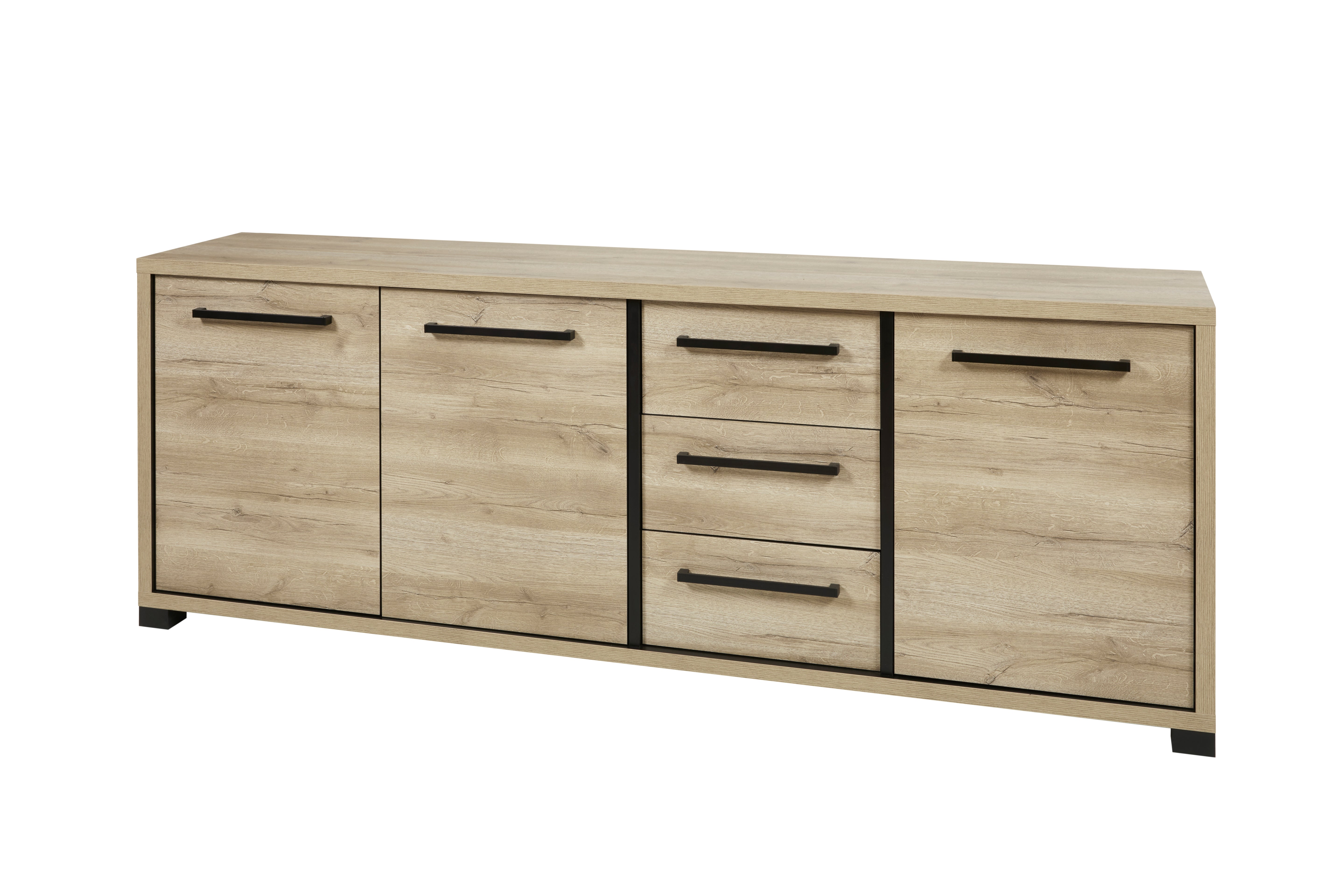 GBO - Dressoir Rico – 240 cm – Melamine, Arizona oak + nero