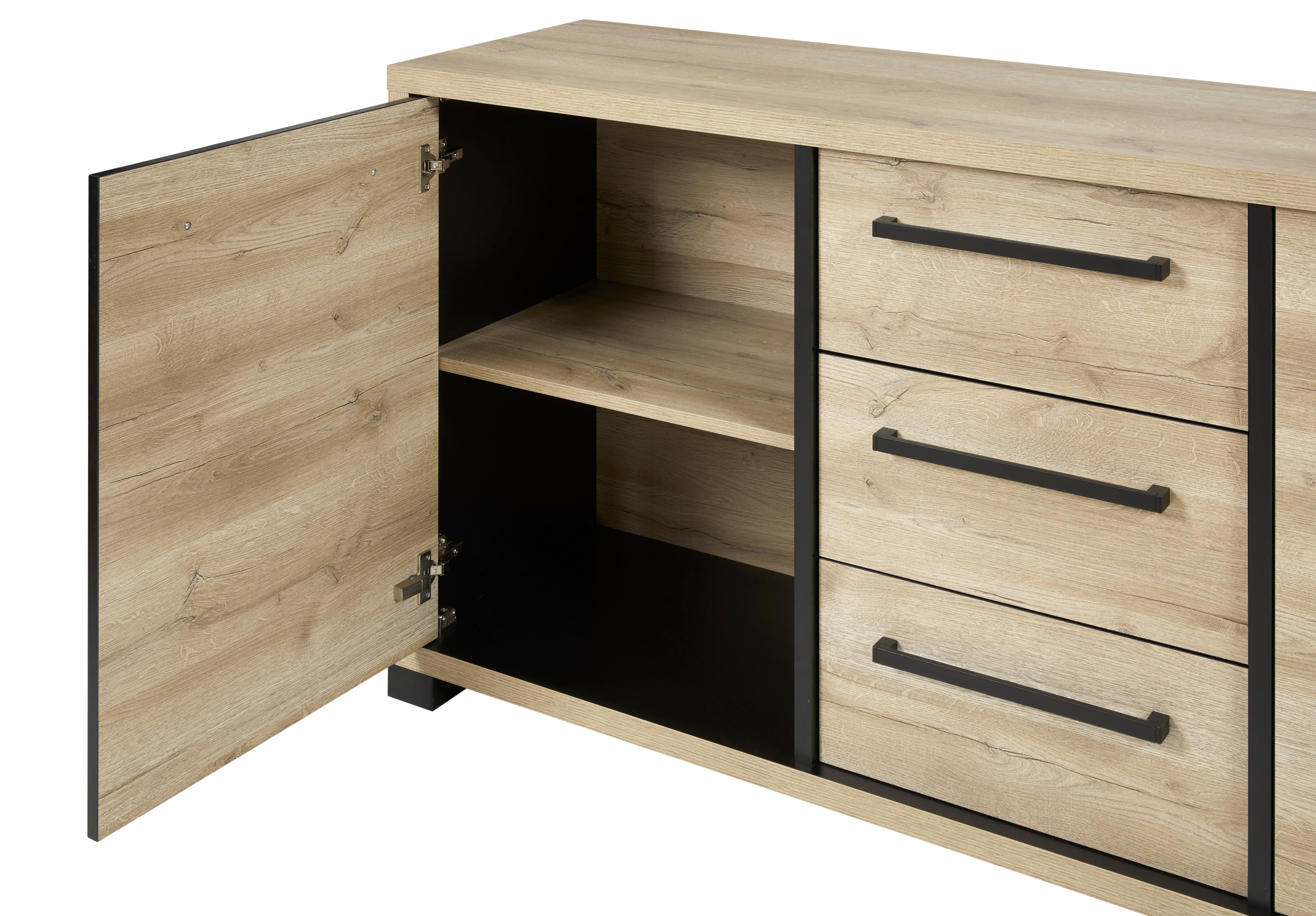 GBO - Dressoir Rico – 240 cm – Melamine, Arizona oak + nero