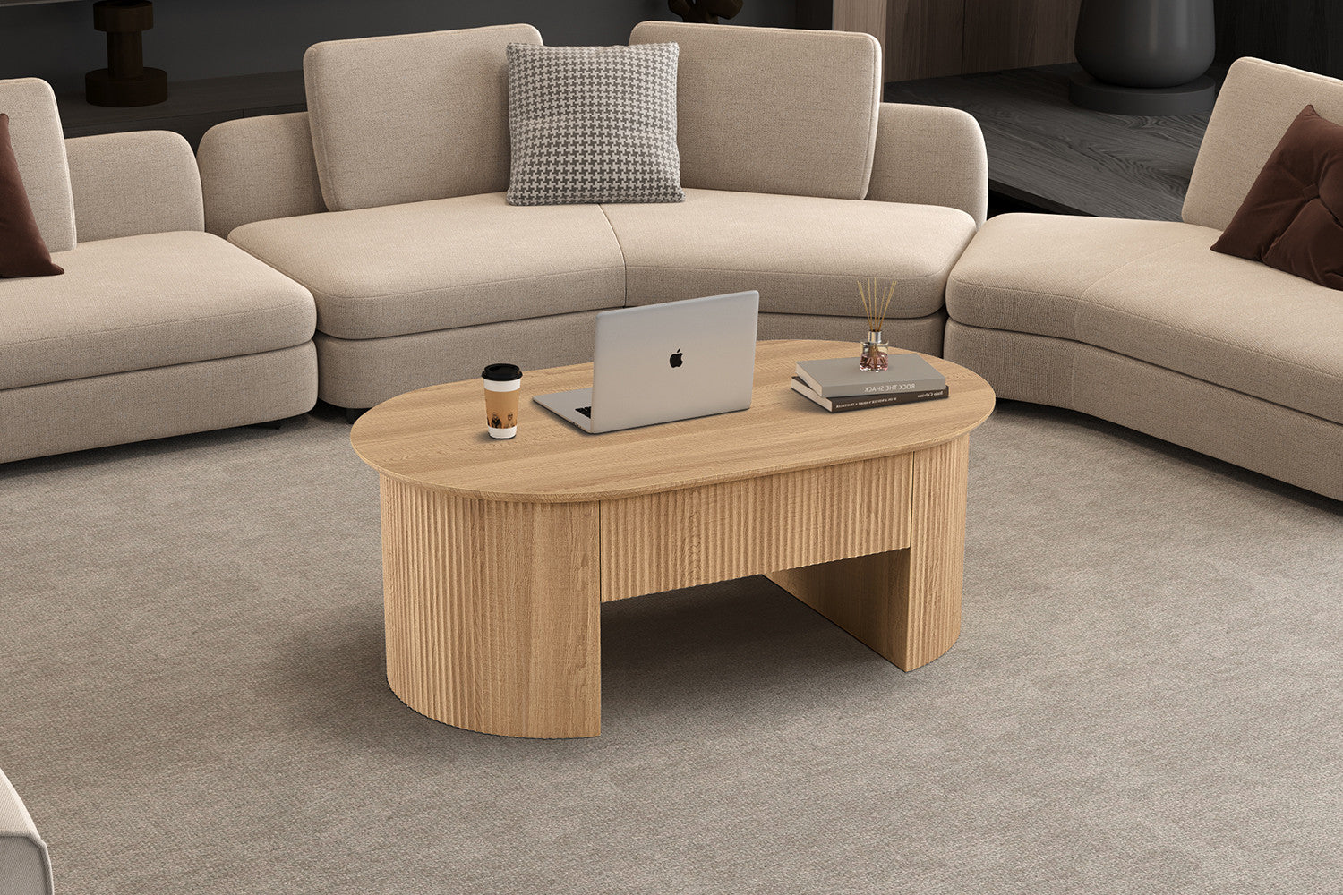 Rousseau - Salontafel Lagos - Lift-top Decor Eik Naturel - 45/62x120x70 cm