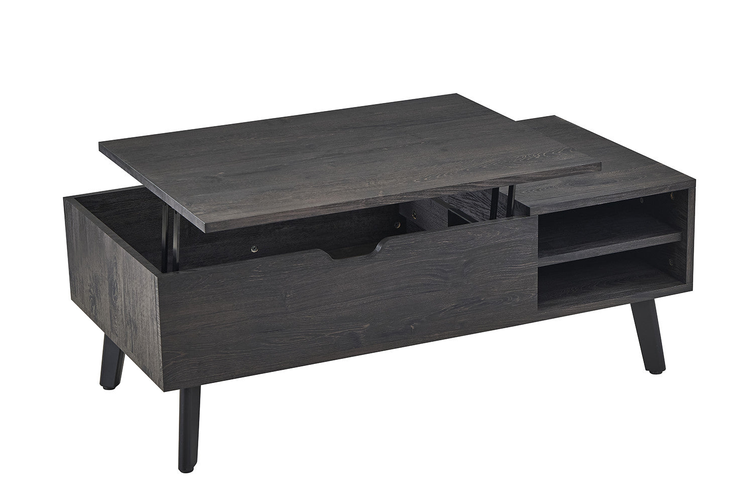 Rousseau - Salontafel Justine - Opklapbare top Decor Donkerbruin - 45/62x120x60 cm