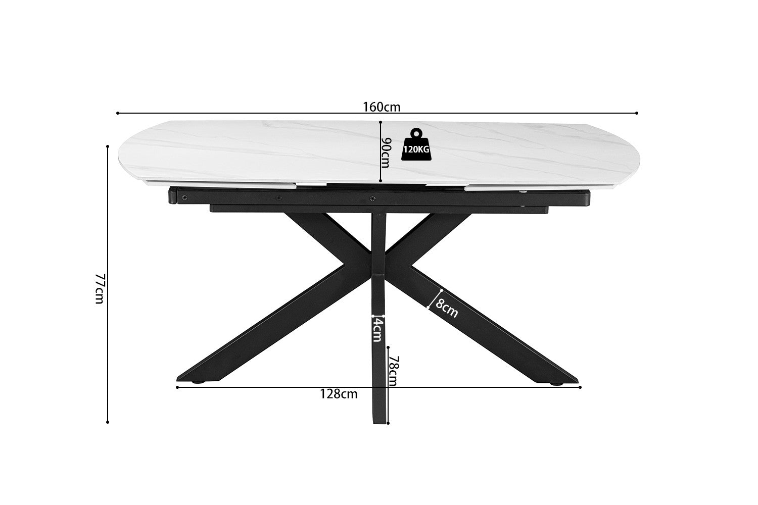 Rousseau - Uitschuifbare tafel Ares - Ovaal -  Steen Wit -  160-240 cm