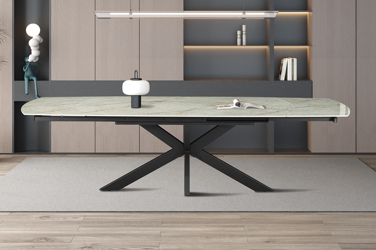 Rousseau - Uitschuifbare tafel Ares - Glanzend Steen Beige - 160-240 cm