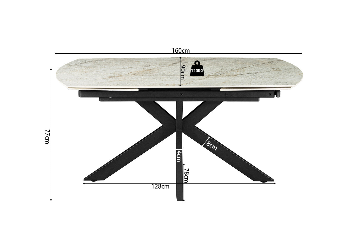 Rousseau - Table extensible Ares - Pierre Beige Brillant - 160-240 cm