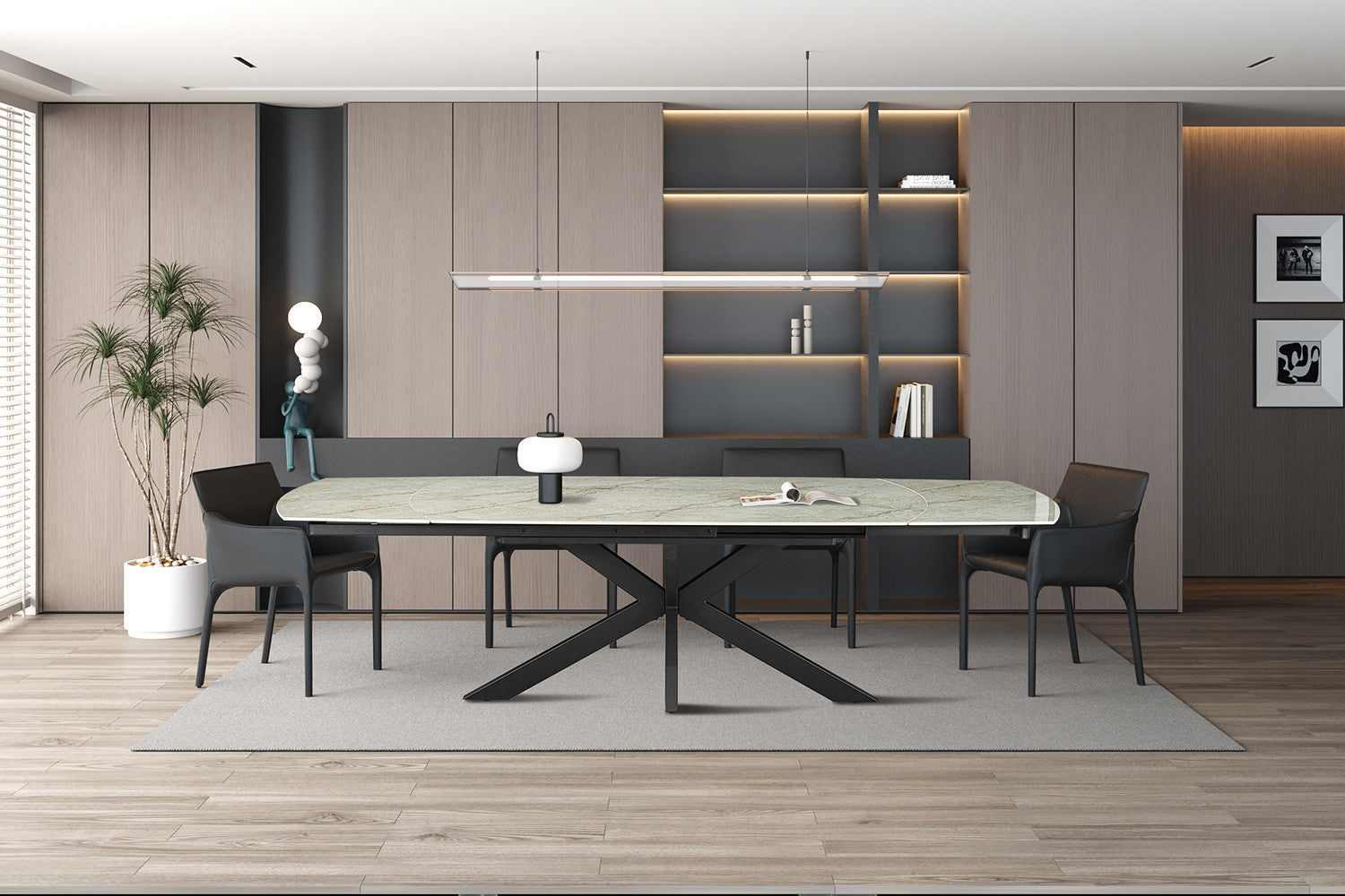 Rousseau - Table extensible Ares - Pierre Beige Brillant - 160-240 cm