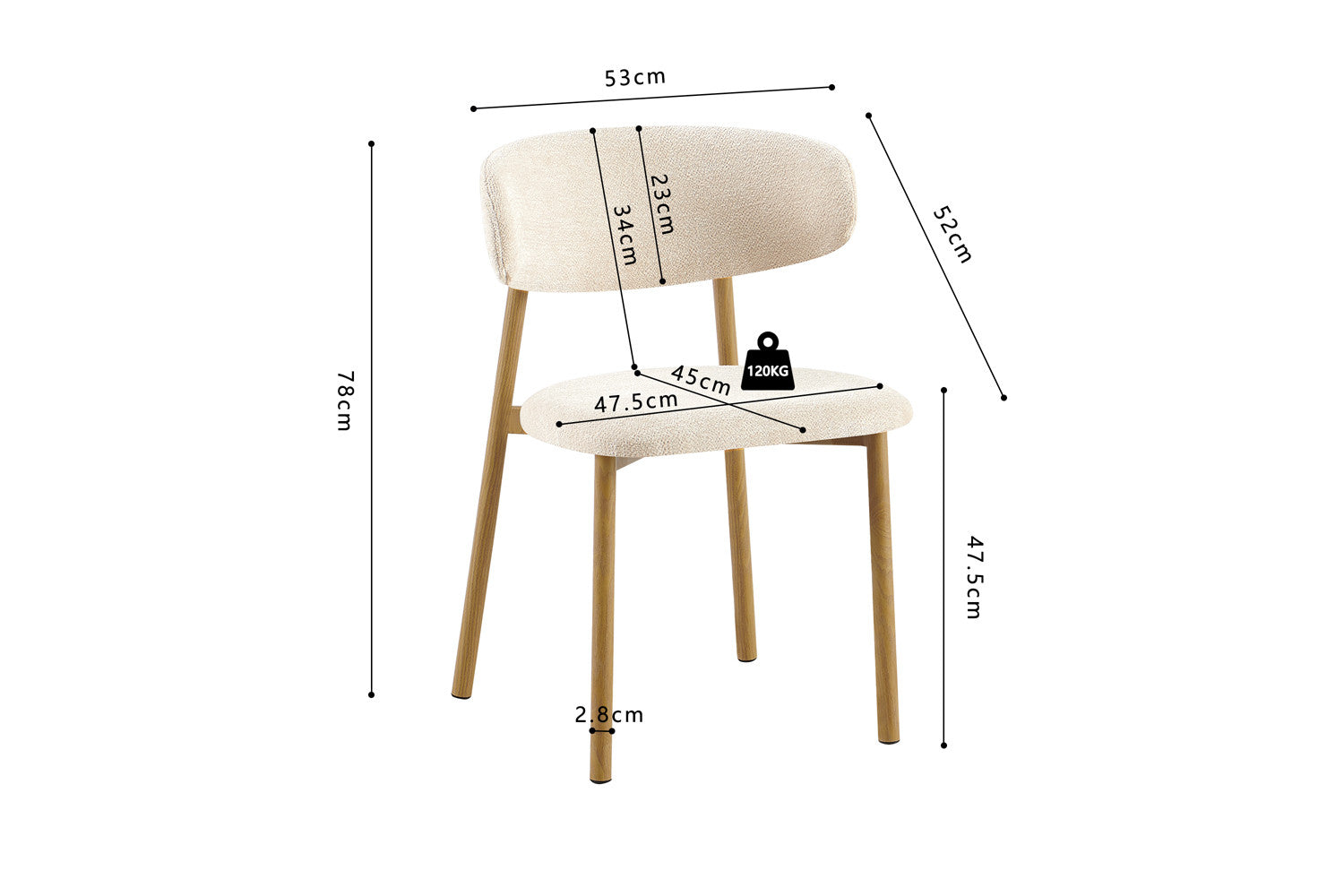 Rousseau - Eetkamerstoel Coco - Stof - Beige - 78x53x52 cm