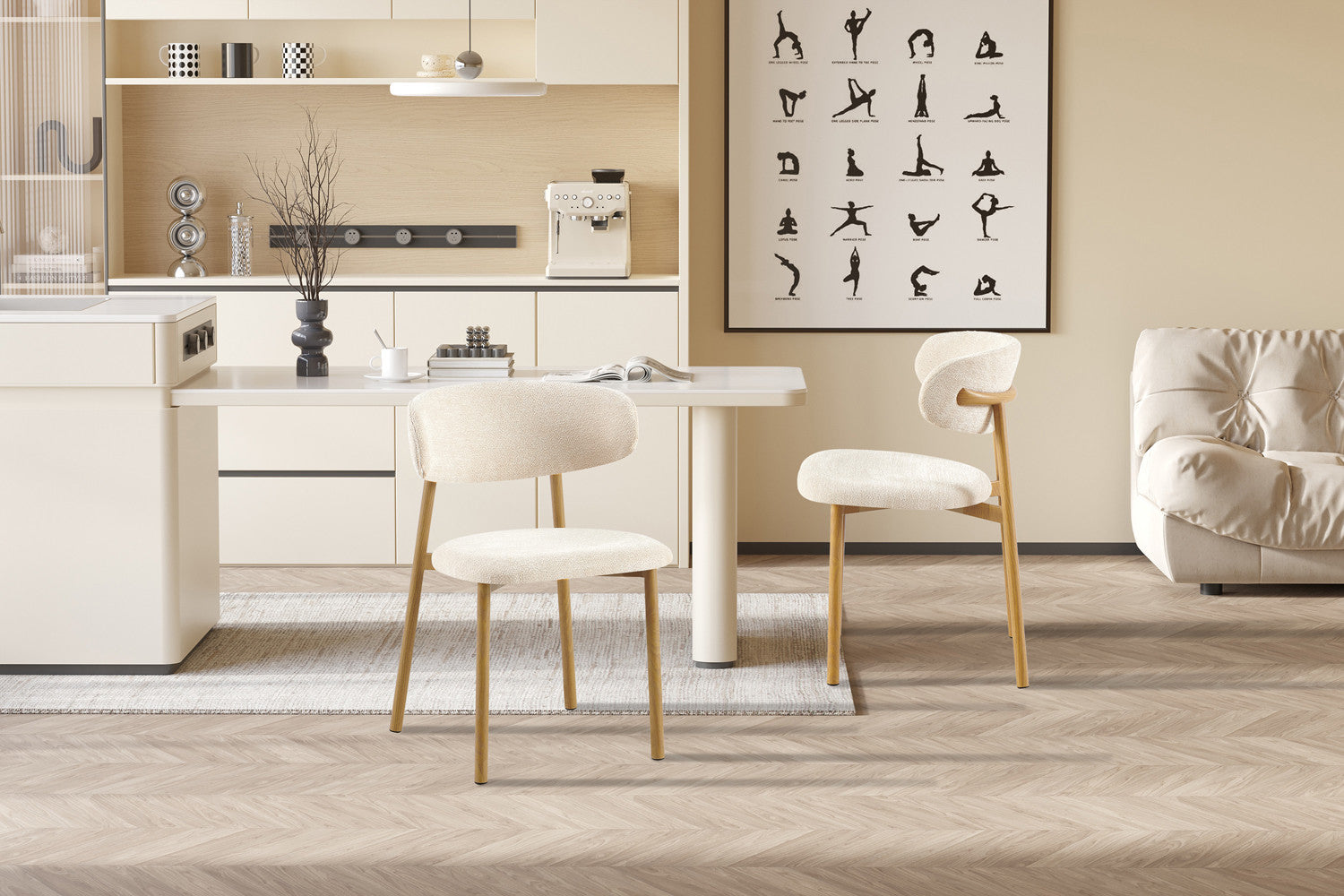 Rousseau - Eetkamerstoel Coco - Stof - Beige - 78x53x52 cm